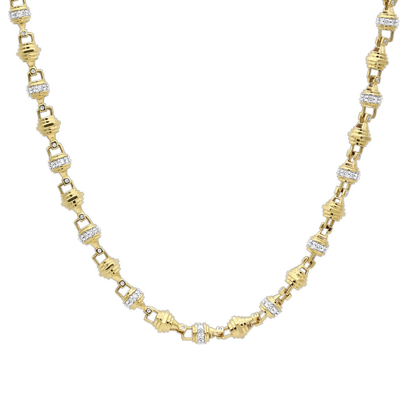 14K Yellow Gold Men's Diamond Chain Necklace 6.81carats 30 inches