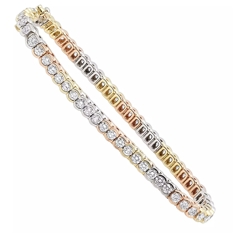 4 Carat Diamond Tennis Bracelet for Women Tricolor 14K White/Yellow/Rose Gold