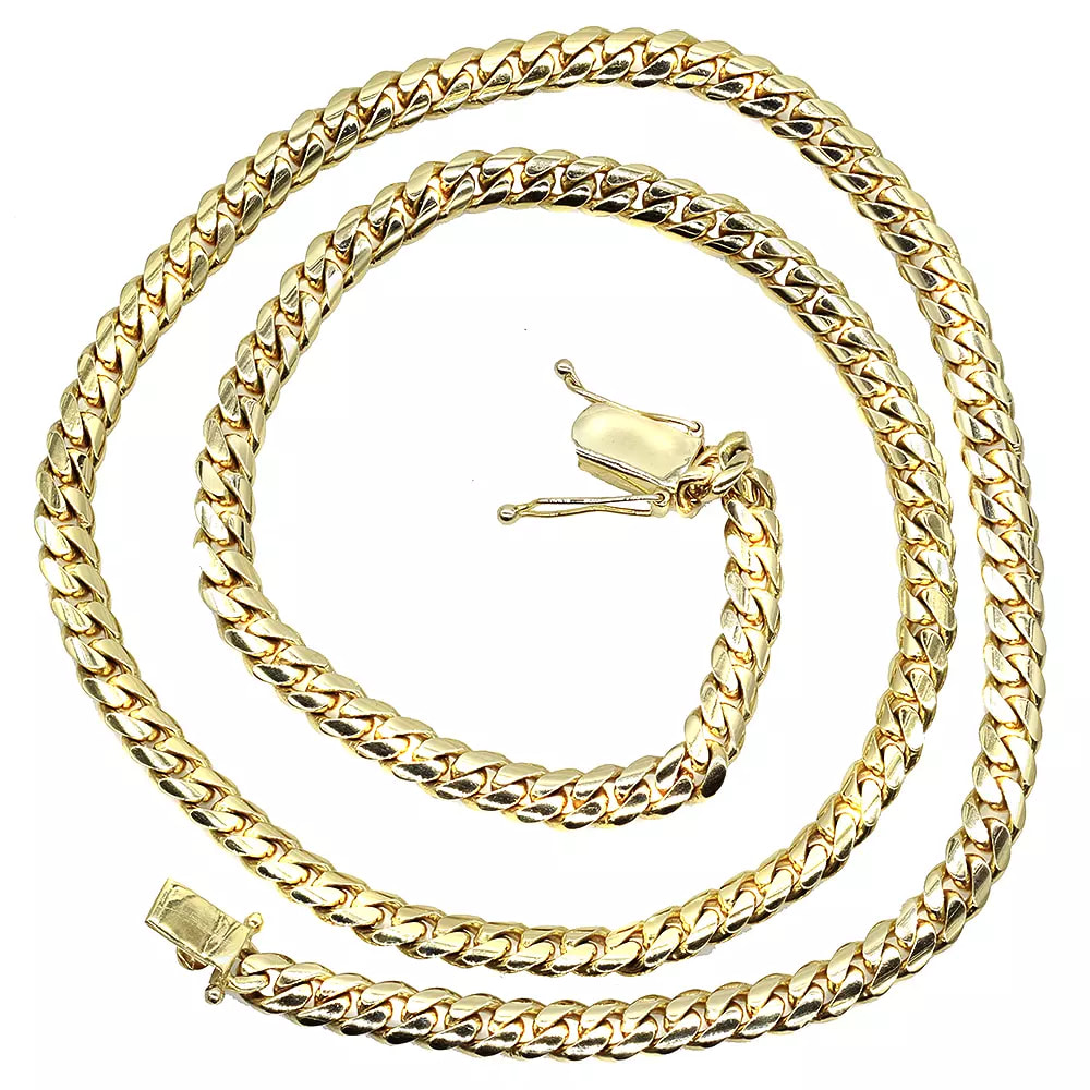 Luxurman Men's Solid 14K Yellow Gold Gold Miami Cuban Link Chain 7mm 22-40in