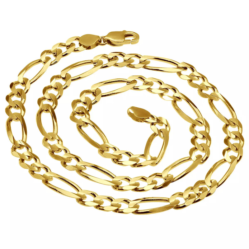 Men's 14K Gold Chain Solid Yellow Gold Figaro Chain 3mm-8mm