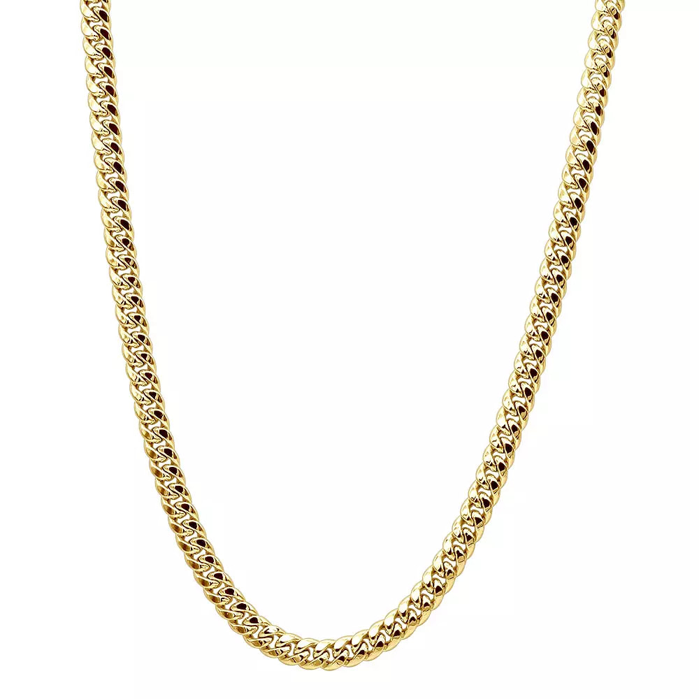 Men's 14K Yellow Gold Miami Cuban Link Curb Chain 8mm Wide 22in-40in Long