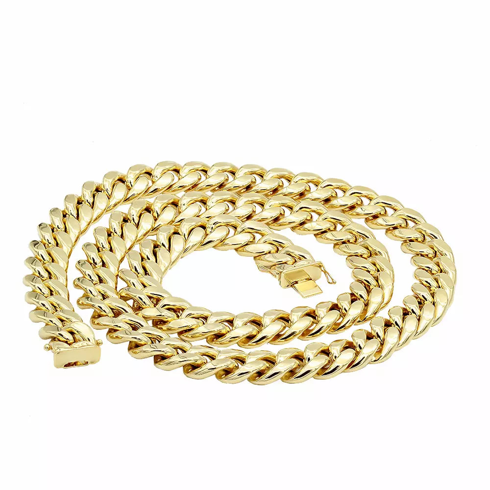 Men's Heavy Solid Miami Cuban Link Chain 14K Yellow Gold 10mm-20mm